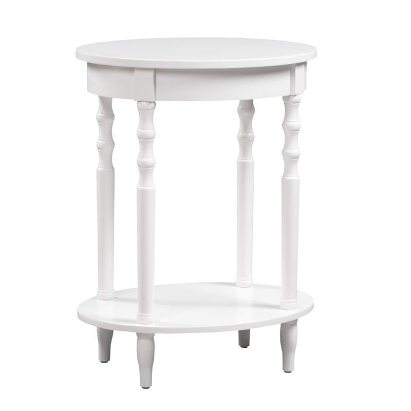 Pemberly Row Oval End Table in White Wood Finish