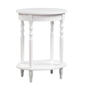 Pemberly Row Oval End Table in White Wood Finish