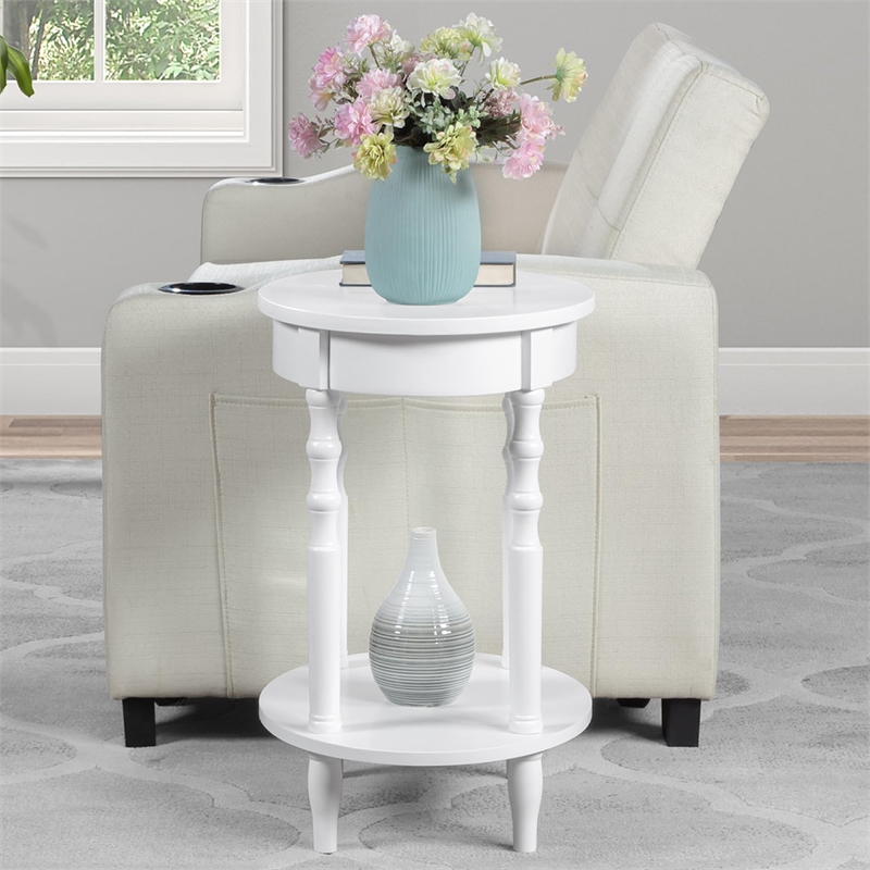 Pemberly Row Oval End Table in White Wood Finish