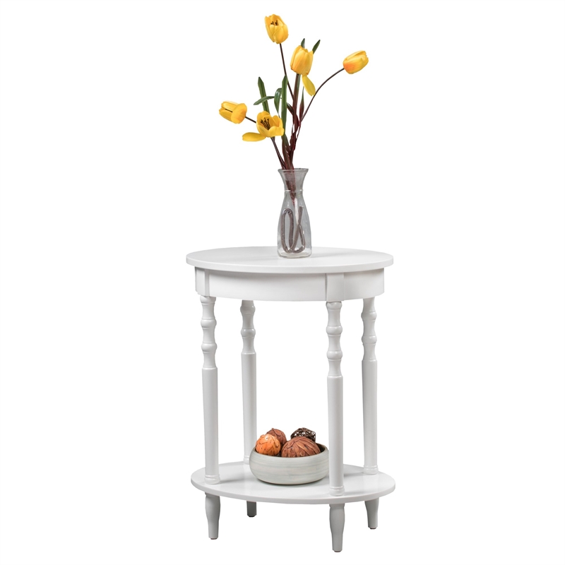 Pemberly Row Oval End Table in White Wood Finish