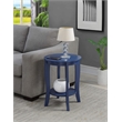 Pemberly Row Round Transitional Wood End Table with Bottom Shelf in Blue