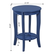 Pemberly Row Round Transitional Wood End Table with Bottom Shelf in Blue