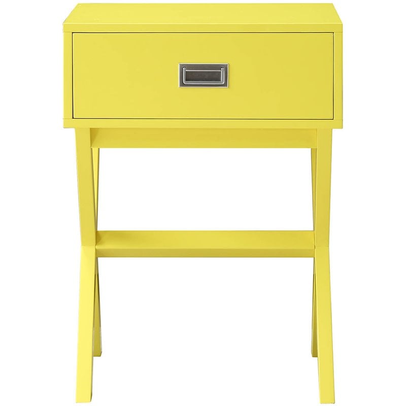 Pemberly Row One-Drawer Mid-Century Wood End Table in Yellow