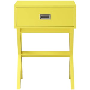 Pemberly Row One-Drawer Mid-Century Wood End Table in Yellow