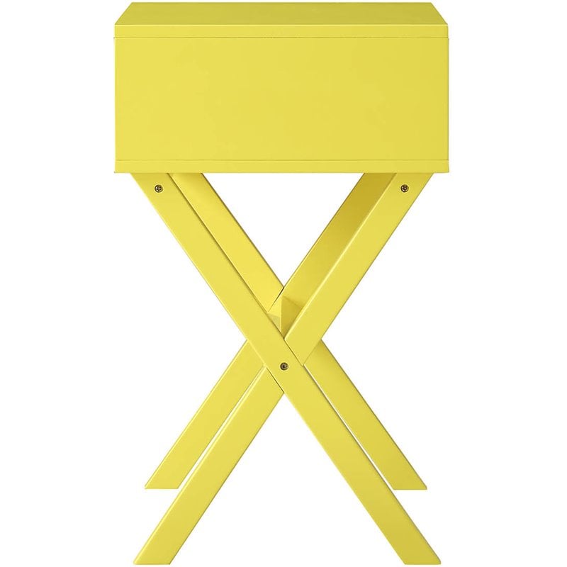 Pemberly Row One-Drawer Mid-Century Wood End Table in Yellow