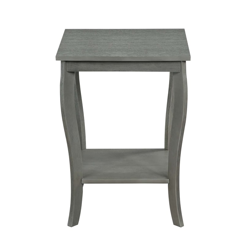 Pemberly Row 2 Shelves Square Traditional Wood End Table in Gray