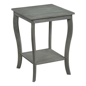 Pemberly Row 2 Shelves Square Traditional Wood End Table in Gray