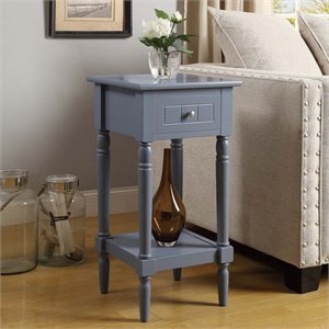 pemberly row square end table in gray wood finish