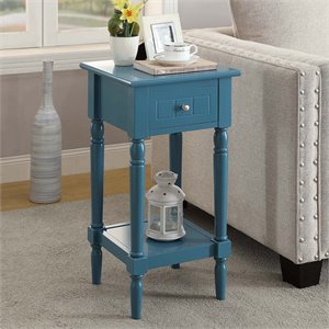 pemberly row square end table in blue wood finish