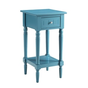 Pemberly Row Traditional Wood Square End Table with Bottom Shelf in Blue