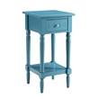 Pemberly Row Traditional Wood Square End Table with Bottom Shelf in Blue