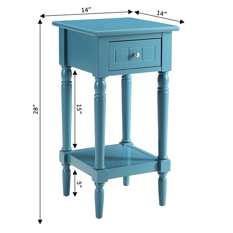 Pemberly Row Traditional Wood Square End Table with Bottom Shelf in Blue