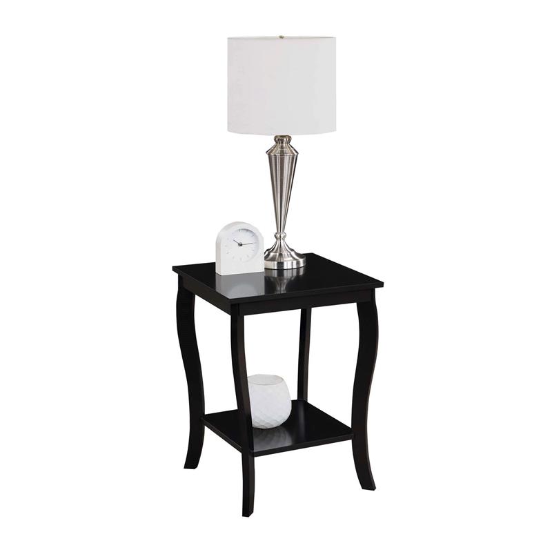 Pemberly Row Square Traditional Rubber Wood End Table in Black