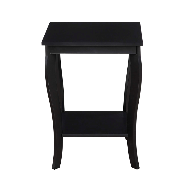 Pemberly Row Square Traditional Rubber Wood End Table in Black