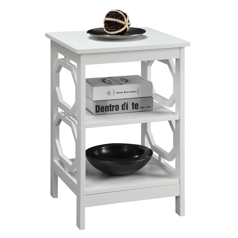 Pemberly Row Square End Table in White Wood Finish