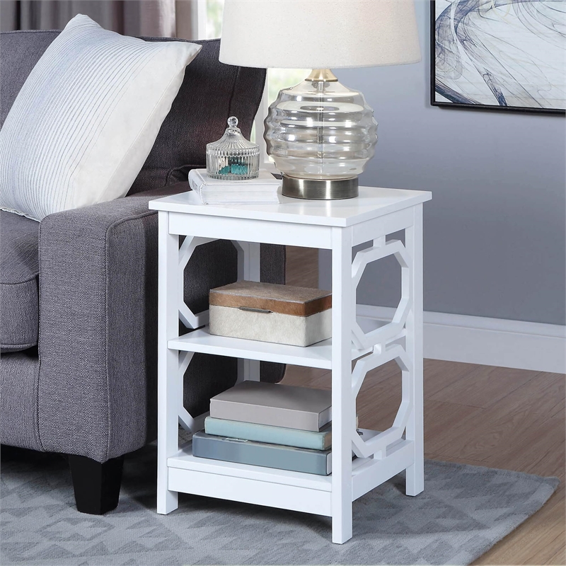 Pemberly Row Square End Table in White Wood Finish