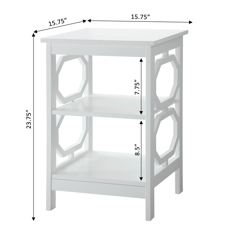Pemberly Row Square End Table in White Wood Finish