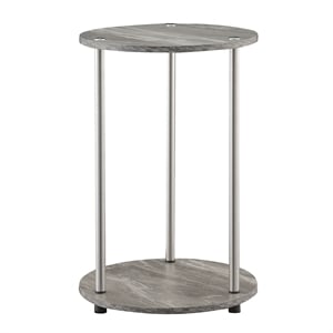 Pemberly Row Two-Tier Round End Table in Gray Wood