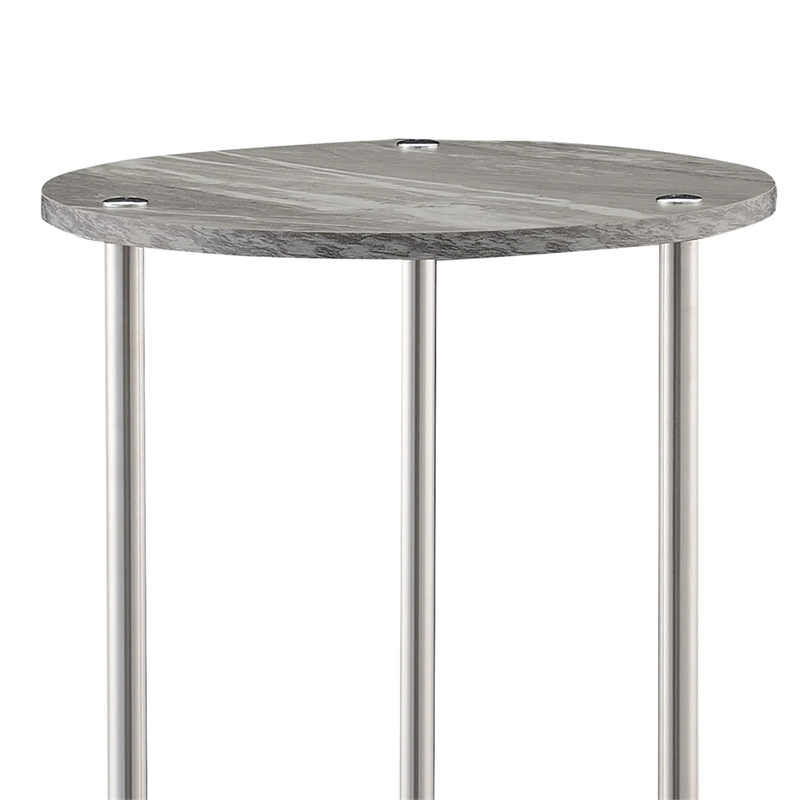 Pemberly Row Two-Tier Round End Table in Gray Wood