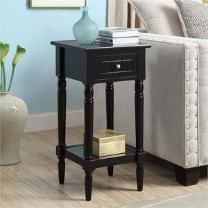 pemberly row square end table in black wood finish