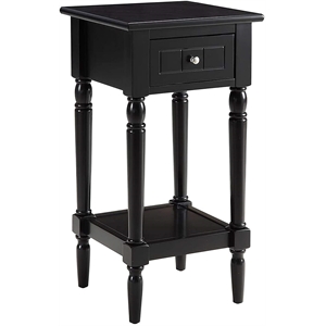 Pemberly Row Square Traditional Wood End Table with Bottom Shelf in Black