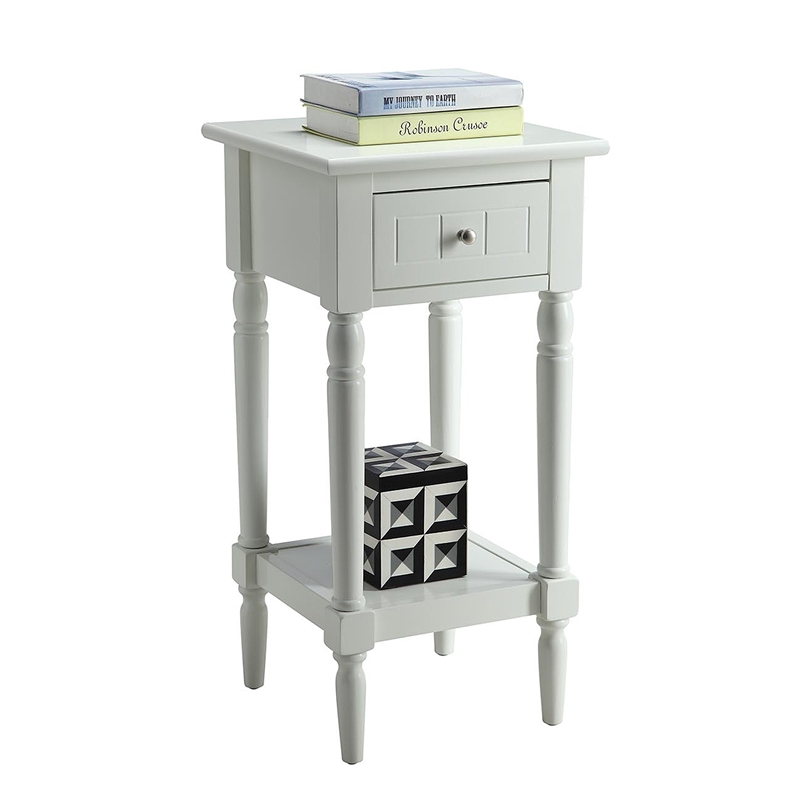 Pemberly Row Square End Table in White Wood Finish
