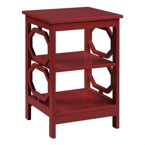 Pemberly Row 3 Shelves Contemporary Wood End Table in Cranberry Red