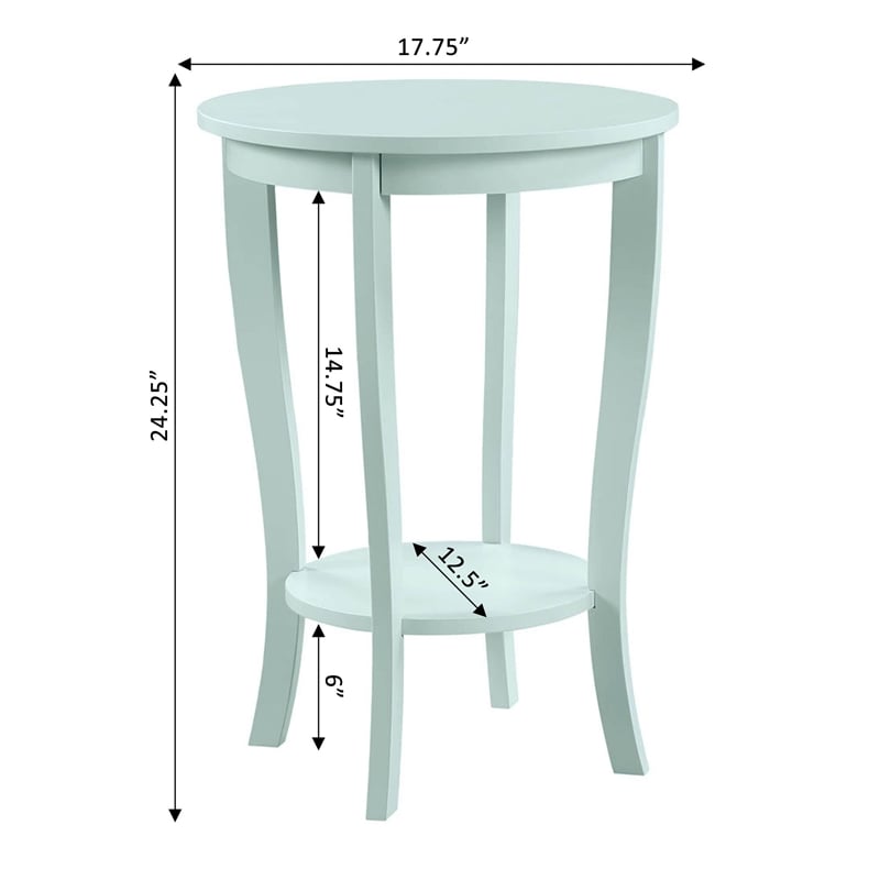 Pemberly Row Transitional Wood Round End Table in Sea Foam Green