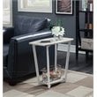 Pemberly Row Two Tiers Modern Metal End Table with Faux Marble Top in White/Gray