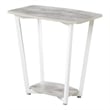 Pemberly Row Two Tiers Modern Metal End Table with Faux Marble Top in White/Gray