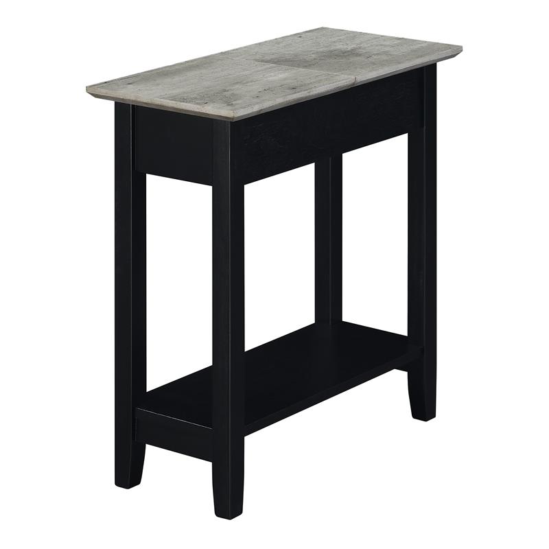 Pemberly Row Flip Top End Table in Black Wood Finish 