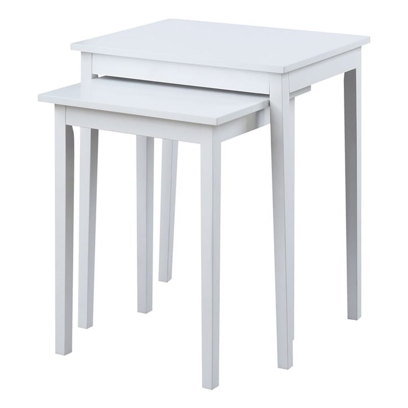 Pemberly Row Traditional Wood Nesting End Table in White (Set of 2)