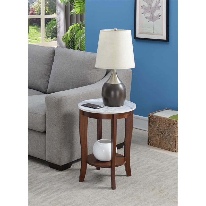Pemberly Row Round End Table in Espresso Wood Finish