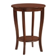 Pemberly Row Round Transitional Wood End Table with Bottom Shelf in Espresso