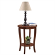 Pemberly Row Round Transitional Wood End Table with Bottom Shelf in Espresso