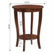 Pemberly Row Round Transitional Wood End Table with Bottom Shelf in Espresso