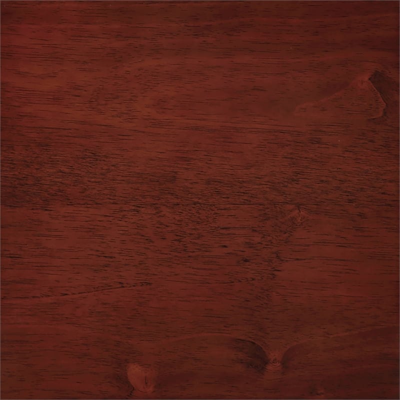 Pemberly Row Round Transitional Wood End Table with Bottom Shelf in Mahogany