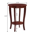 Pemberly Row Round Transitional Wood End Table with Bottom Shelf in Mahogany