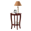 Pemberly Row Round Transitional Wood End Table with Bottom Shelf in Mahogany
