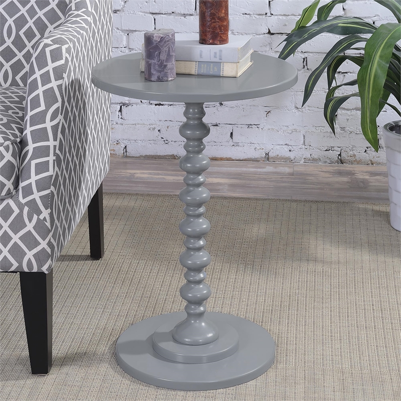 Pemberly Row Spindle Table in Light Gray Wood Finish