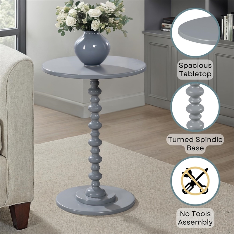 Pemberly Row Spindle Table in Light Gray Wood Finish