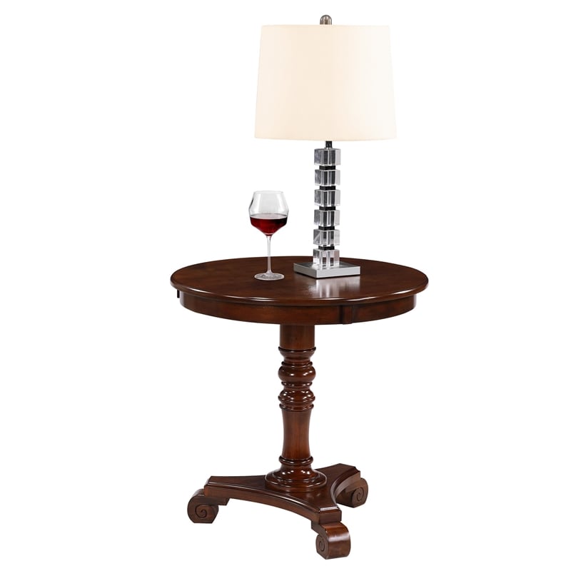 Pemberly Row End Table Coffee Accent Table Round in Wood - Espresso