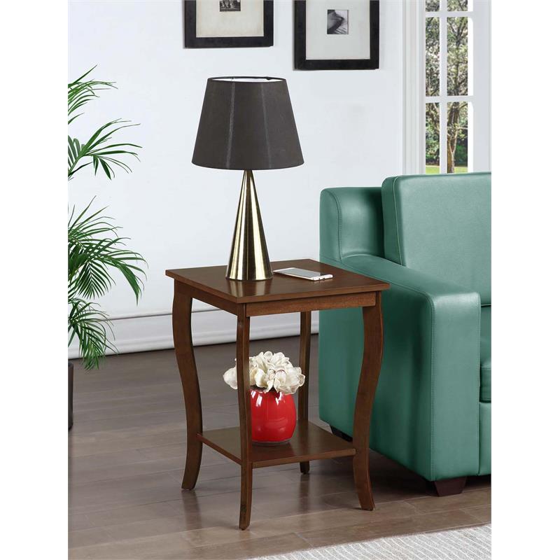 Pemberly Row Square Traditional Rubber Wood End Table in Espresso