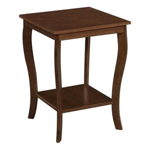 Pemberly Row Square Traditional Rubber Wood End Table in Espresso