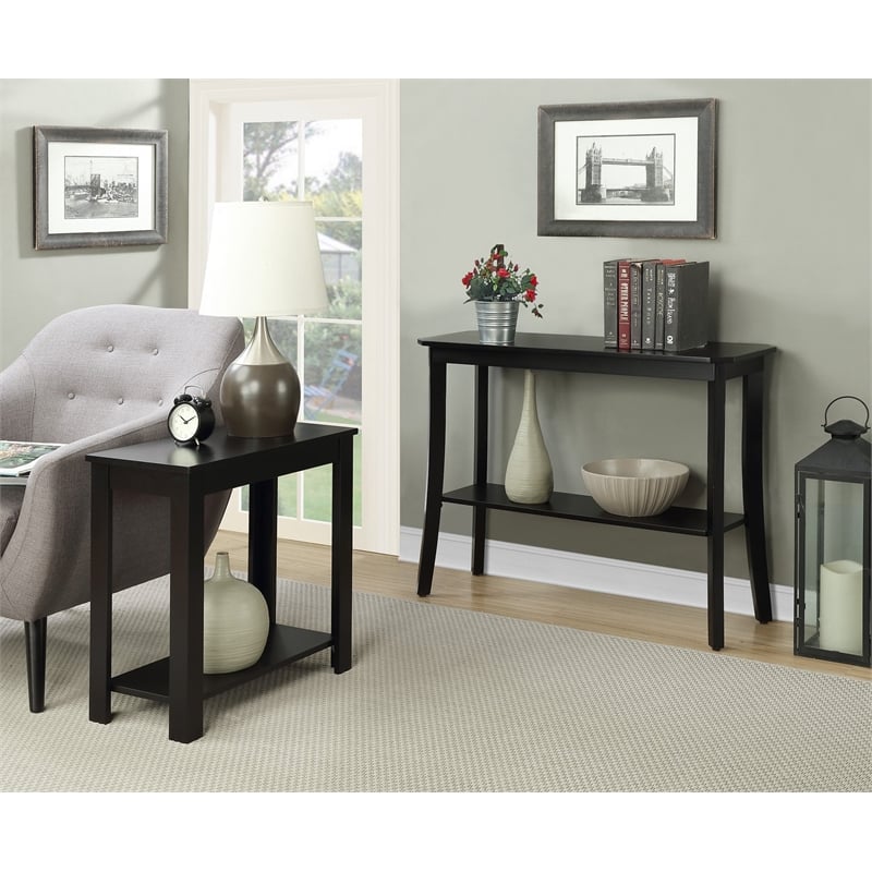 Pemberly Row Chairside End Table in Black Wood Finish