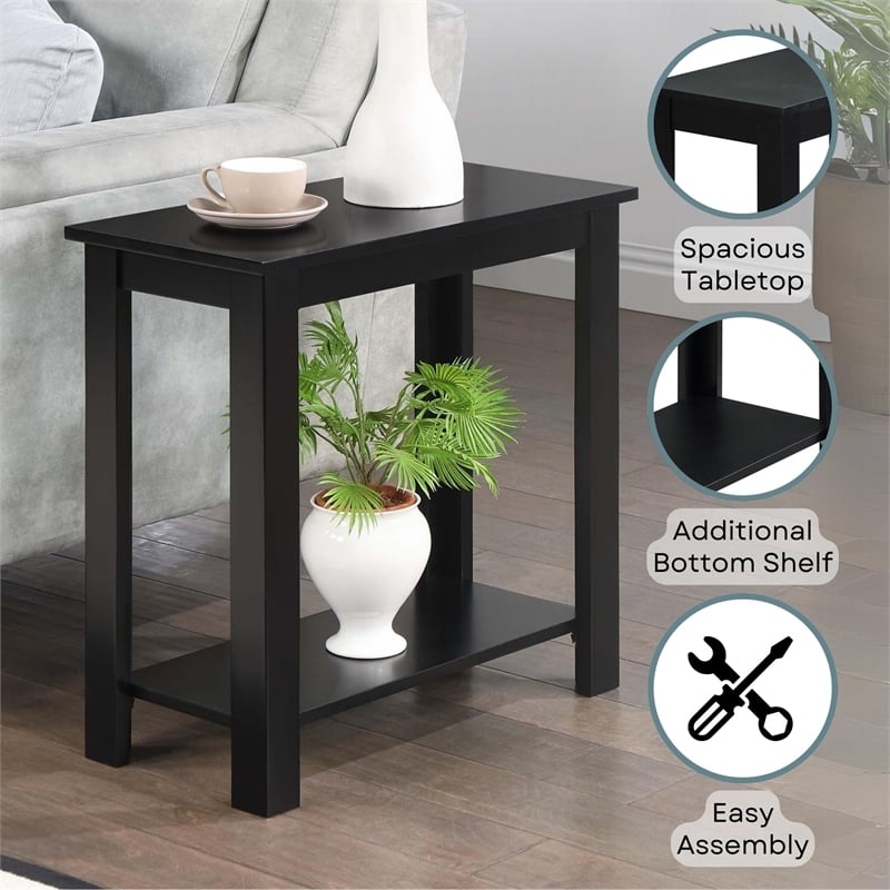 Pemberly Row Chairside End Table in Black Wood Finish
