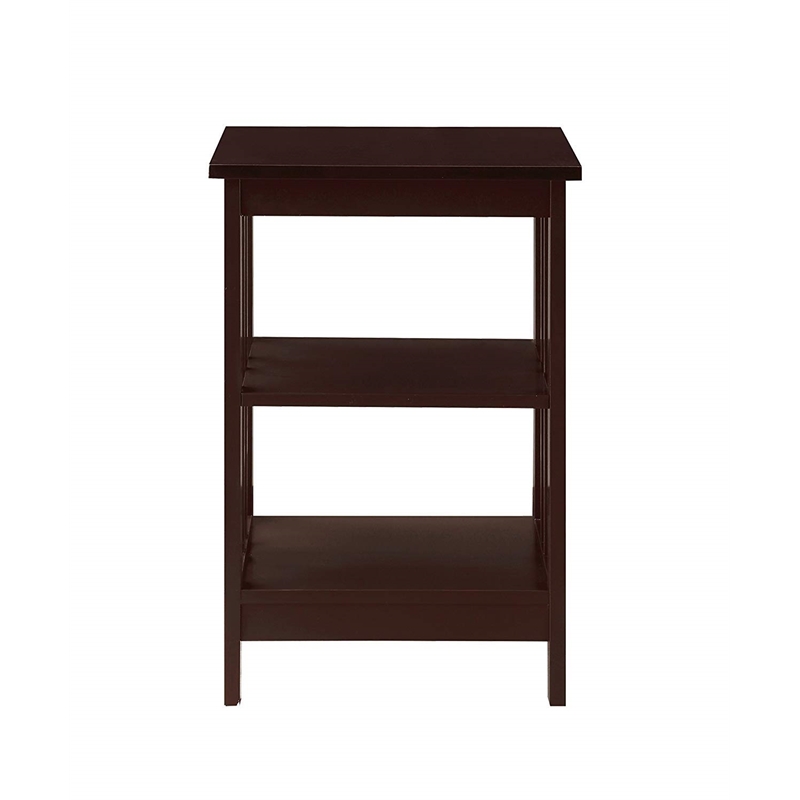 Pemberly Row Traditional Wood Square End Table with Shelf in Espresso