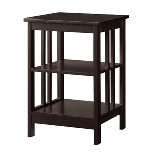 Pemberly Row Traditional Wood Square End Table with Shelf in Espresso