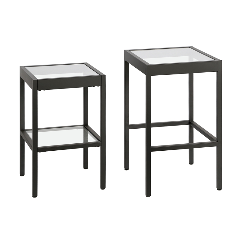 Pemberly Row Modern Black and Bronze Nested SideTables