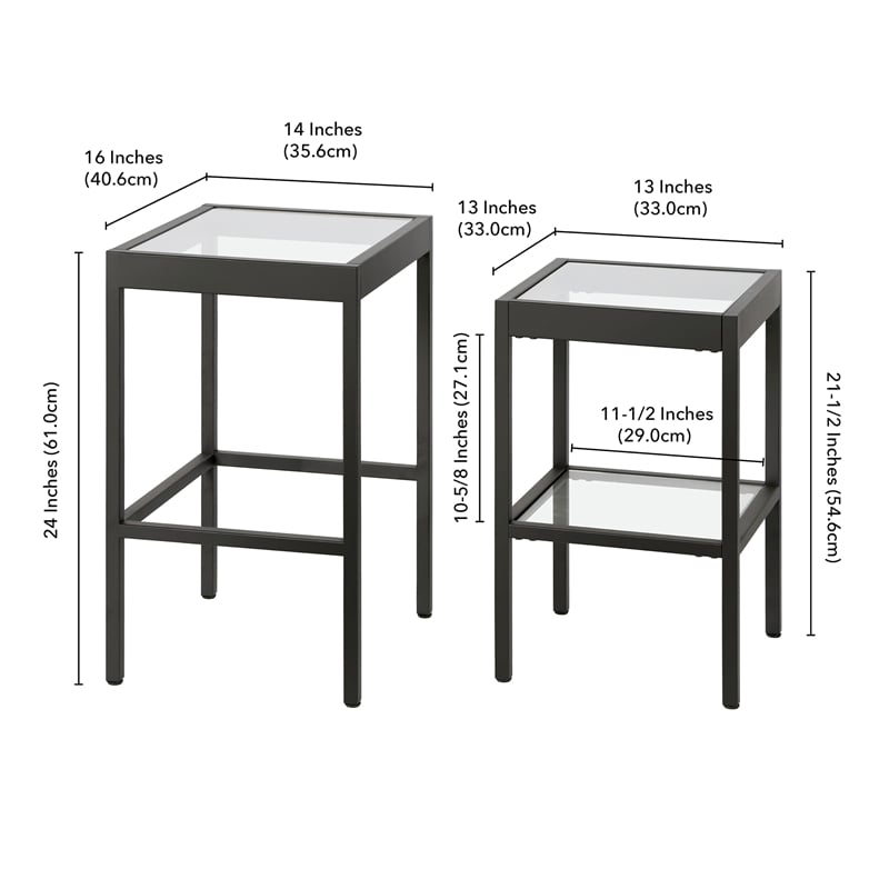 Pemberly Row Modern Black and Bronze Nested SideTables